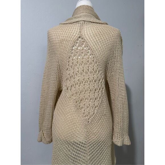 Cabi knit open drape front Beige sweater M - Picture 2 of 5